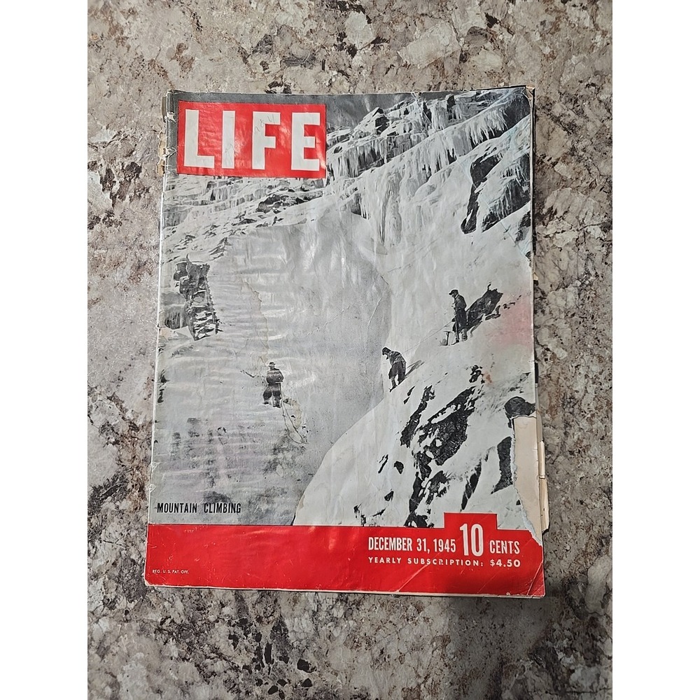 Vintage DEC 31, 1945 Life Magazine - Mountain Climbing on Cover